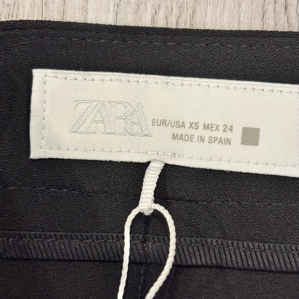 NWT Zara Classic Black Chain Wide Leg Pleated Trousers XS - Picture 9 of 12